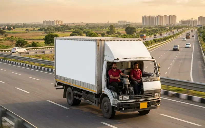Moving truck on an expressway